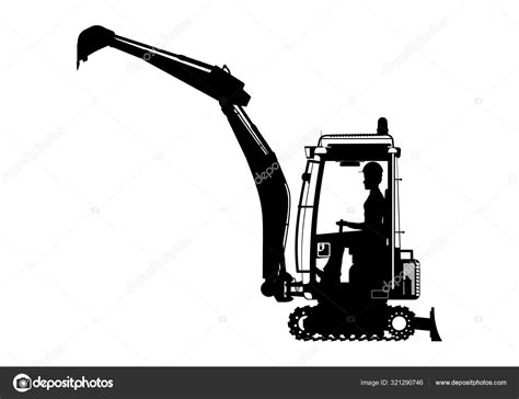 mini excavator mini digger silhouette|silhouette of an excavator.